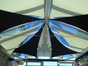 Indoor shade sails can be used to reduce heat .